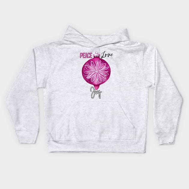 Peace Love Joy Hot Pink Holiday Christmas Ornament Kids Hoodie by mw1designsart